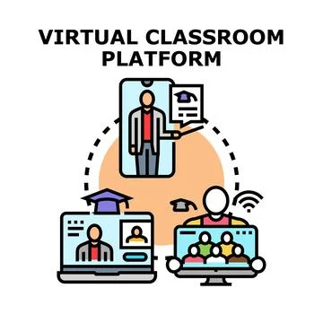 Learning online class education remote studying platform concept Stock Illustration