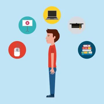 Learning online education Illustrazione stock