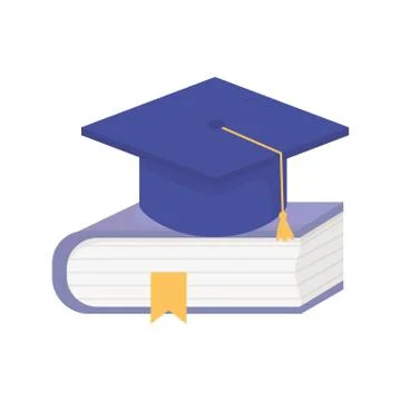 Learning online graduation hat book education Stock Illustration