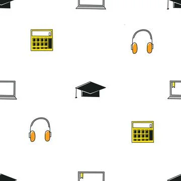 Learning online, Vector seamless pattern. Business, education concept. Stock Illustration