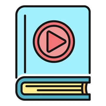 Learning online video courses through digital textbook icon Stock Illustration