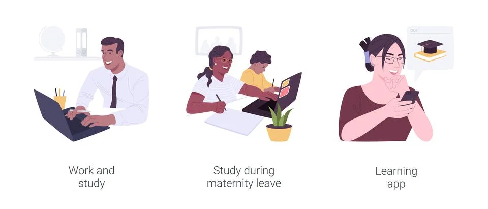Learning opportunities isolated cartoon vector illustrations set. Stock Illustration
