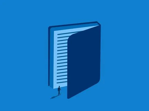 Learning Opportunity, Man Walking To Big Open Book Stock Illustration