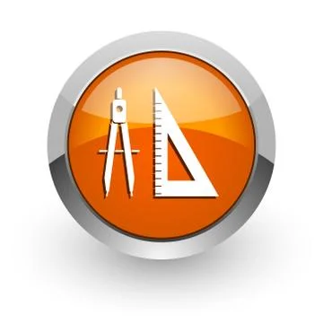Learning orange glossy web icon Stock Illustration