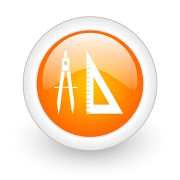 Learning orange glossy web icon on white background. Stock Illustration