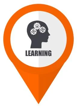 Learning orange pointer vector icon in eps 10 isolated on white background. Ilustración de archivo