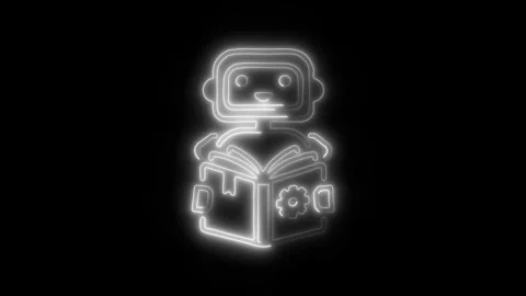 Learning Outline Icon in HD Video Neon Animation Stock Footage 304507764
