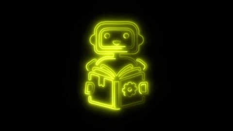 Learning Outline Icon in HD Video Neon Animation Video stock 304507774