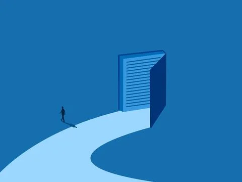 Learning outside the book, people walking off the path of the book Illustrazione stock