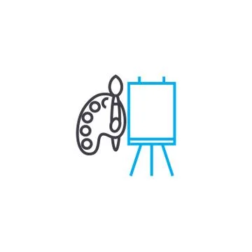 Learning painting linear icon concept. Learning painting line vector sign Stock Illustration