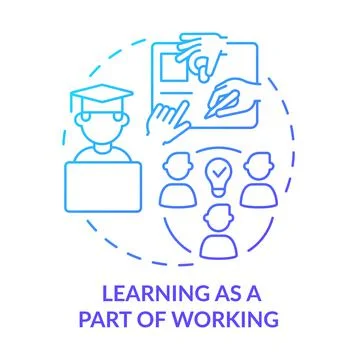 Learning as part of working blue gradient concept icon Stock Illustration