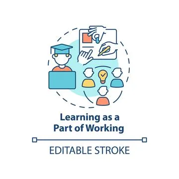 Learning as part of working concept icon Stock Illustration
