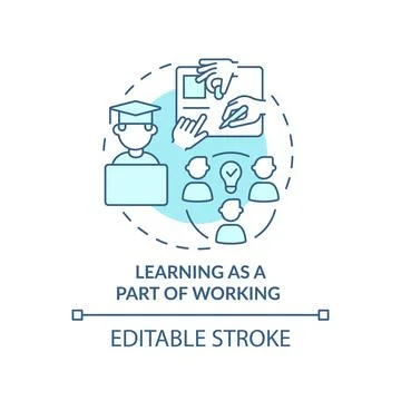 Learning as part of working turquoise concept icon Stock Illustration