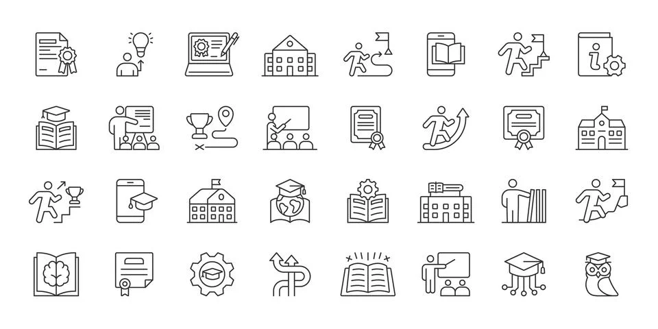 Learning Path, icons in line design. Learning, path, education, knowledge Stock Illustration