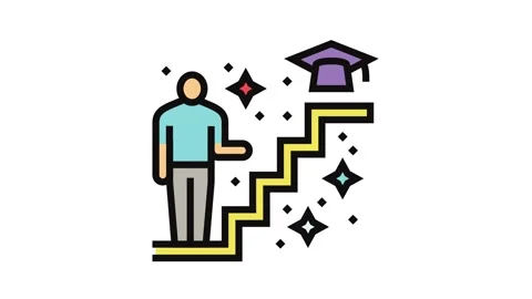 Learning path online learning platform color icon animation Stock Footage 326105356