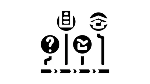 Learning path online learning platform glyph icon animation Stock Footage 326731070