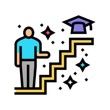 Learning path online learning platform color icon vector illustration Illustrazione stock