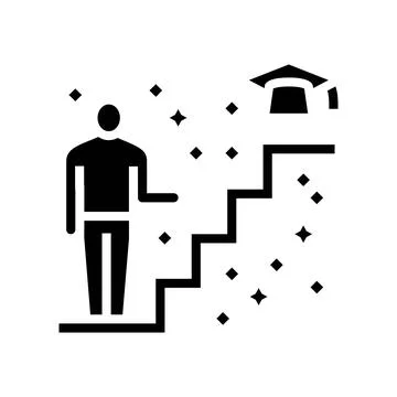 Learning path online learning platform glyph icon vector illustration Illustrazione stock