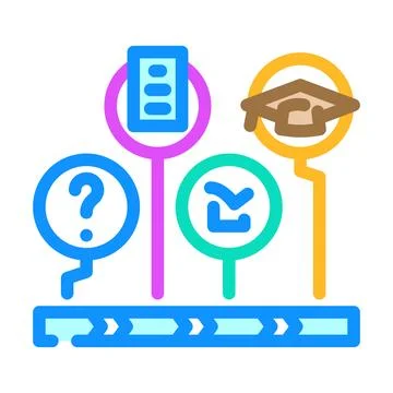 Learning path online learning platform color icon vector illustration Illustrazione stock