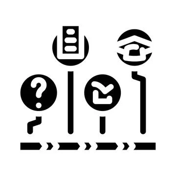 Learning path online learning platform glyph icon vector illustration Illustrazione stock