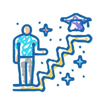 Learning path online learning platform icon doodle illustration Illustrazione stock