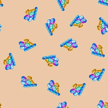 Learning path online learning platform isometric icon seamless pattern Stock Illustration