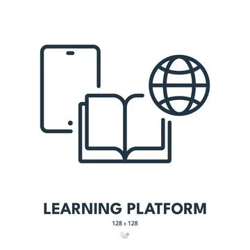 Learning Platform Icon. Education, Technology, Digital. Editable Stroke Stock Illustration