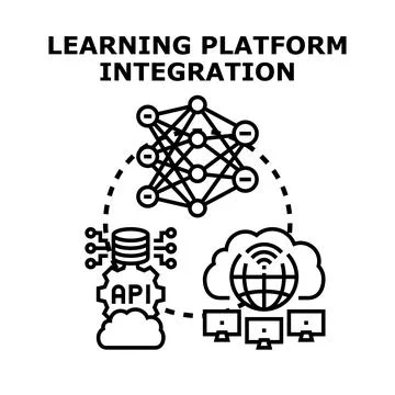 Learning platform integration connecting global digital systems Stock Illustration