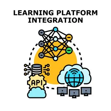 Learning platform integration connecting global digital systems Stock Illustration