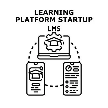 Learning platform startup lms ecosystem concept 스톡 일러스트
