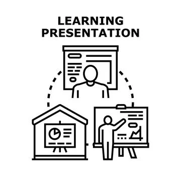 Learning presentation concept illustrating online and in person education Stock Illustration