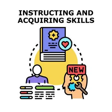 Learning process acquiring new skills and knowledge development Stock Illustration