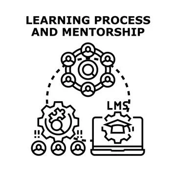 Learning process and mentorship in digital education system Stock Illustration