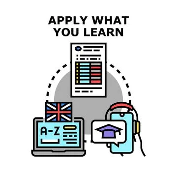 Learning process applying new knowledge concept 스톡 일러스트