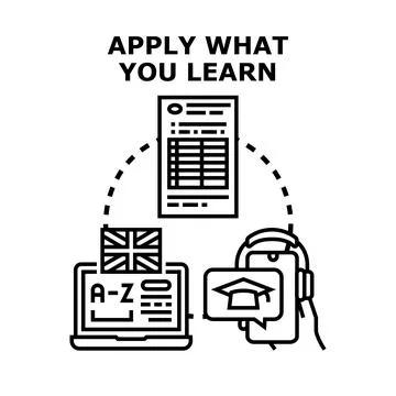 Learning process applying new knowledge concept 스톡 일러스트