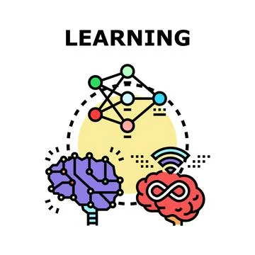 Learning process with artificial intelligence and neural networks 스톡 일러스트