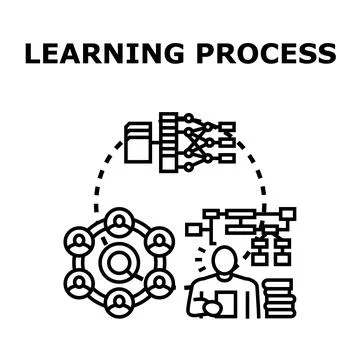 Learning process concept with data, network, and education 스톡 일러스트