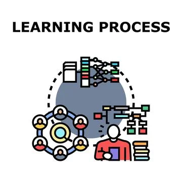 Learning process concept with data, network, and education 스톡 일러스트
