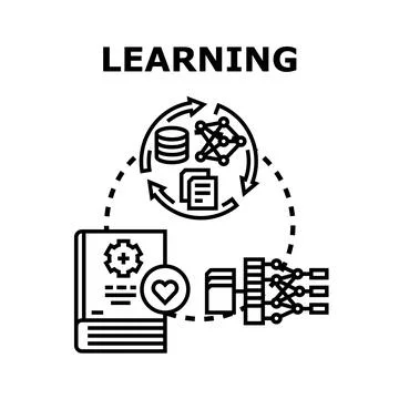 Learning process creating artificial intelligence and neural network Stock Illustration