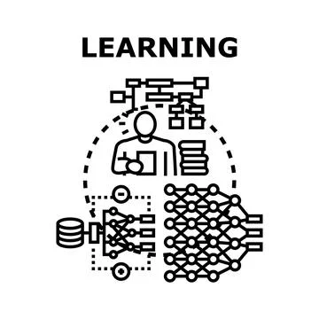 Learning process creating artificial intelligence and data analysis Stock Illustration