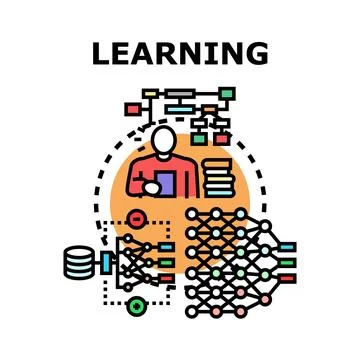 Learning process creating artificial intelligence and data analysis Stock Illustration