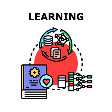 Learning process creating artificial intelligence and neural network Stock Illustration