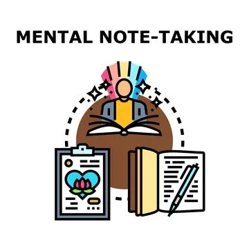 Learning process creating creative mental note taking concepts Stock Illustration