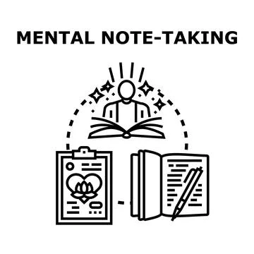 Learning process creating creative mental note taking concepts Illustrazione stock