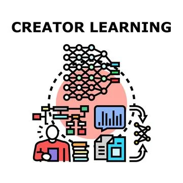 Learning process creating knowledge data analyzing information イラスト素材