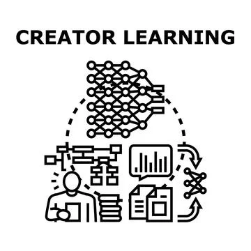 Learning process creating knowledge data analyzing information イラスト素材