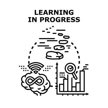 Learning process developing skills and knowledge growth Stock Illustration
