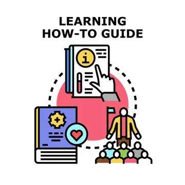 Learning process with instructional how to guide Stock Illustration