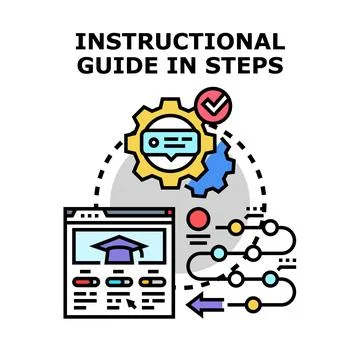 Learning process with instructional steps and online guide Ilustración de archivo