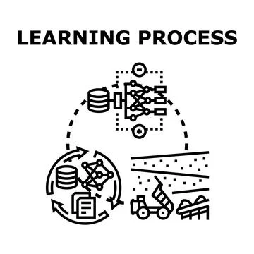 Learning process involving data neural networks and application concept 스톡 일러스트